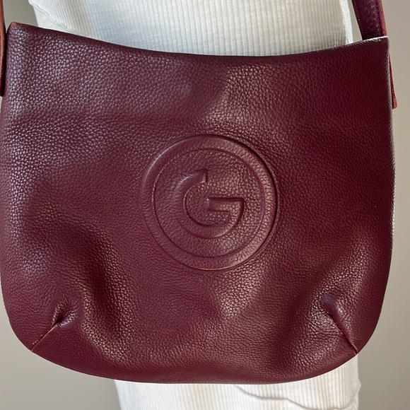 Gres Paris shoulder bag crossbody maroon burgundy pebbled leather - Picture 1 of 17